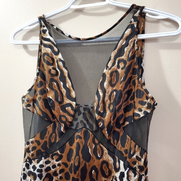 Vintage Linda Lingerie - Sexy sheer cutout panel leopard print negligee - Size S - Picture 3 of 7